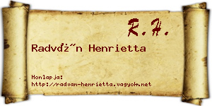 Radván Henrietta névjegykártya