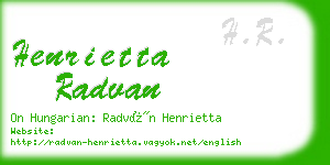 henrietta radvan business card